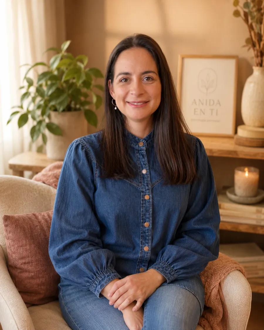 Francisca Bustos sentada junto a una ventana